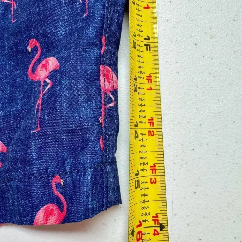 Trunks Flamingo Swim Shorts Mens Large Blue Pink Casual Swim Beach Pool QuickDry